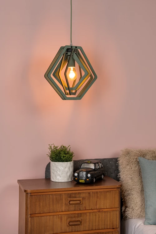 Lucide MAURO - Lámpara colgante Infantil - 1xE27 - Verde - ambiente 1